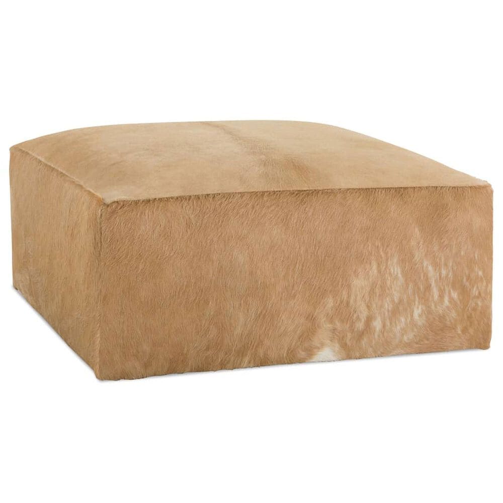 Rowe Furniture Miles Hair on Hide Leather Ottoman in Tan, , large