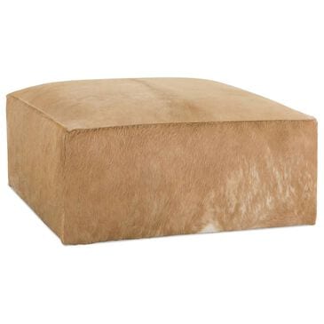 Rowe Furniture Corporation Miles Hair on Hide Leather Ottoman in Tan, , large