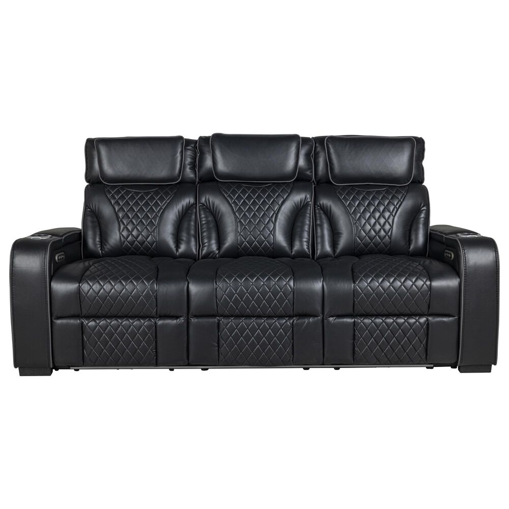 Everly Living Rock Star Power Reclining Sofa in Black, , large