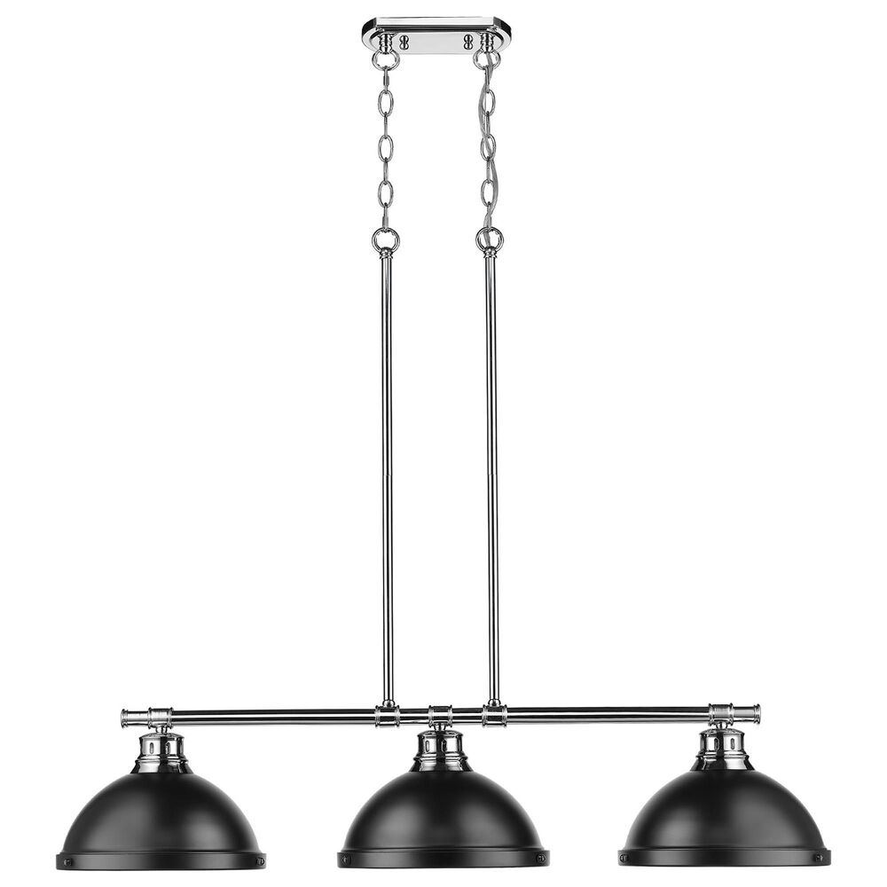 Golden Lighting Duncan 3-Light Pendant with Matte Black Shade in Chrome, , large