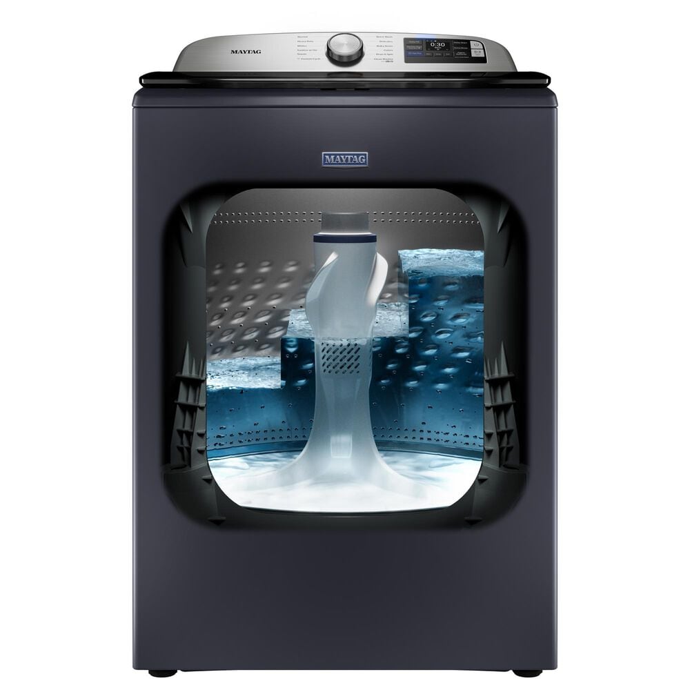 Maytag 5.2 Cu. Ft. Smart Top Load Washer and 7.4 Cu. Ft. Smart Electric Top Load Dryer Laundry Pair in Midnight Steel, , large