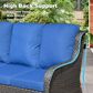 HOMLUX 5-Piece Patio Furniture Set with Chairs and Ottomans, High Back Outdoor Sofa Set, Brown Rattan in Denim Blue, , large