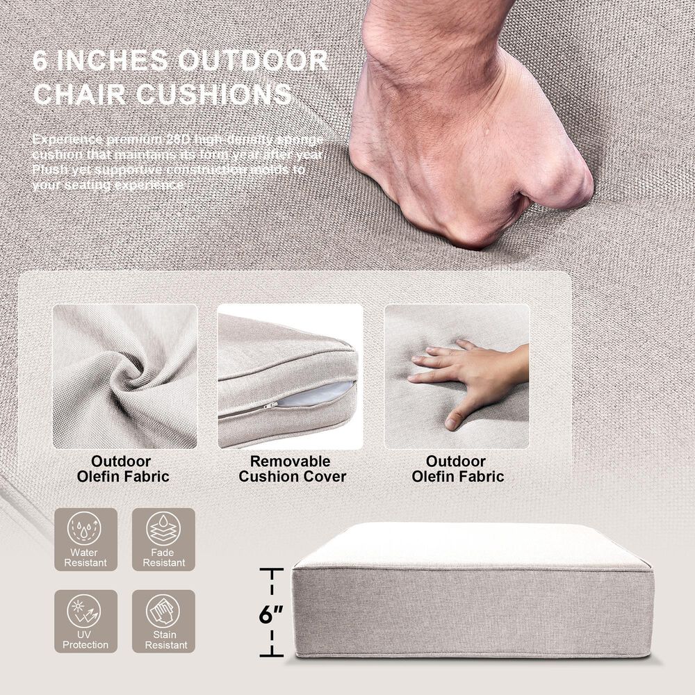 Sunwell Garden Patio Swivel Glider Chair with Brown Wicker in Beige (Set of 2), , large