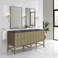 James Martin Vanities Emmeline 72" Double Bathroom Vanity in Pebble Oak with 3 cm Charcoal Soapstone Quartz Top and Rectangular Sinks, , large