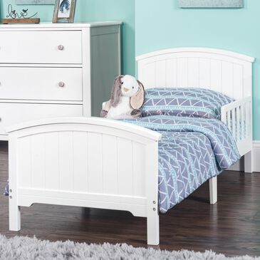 Foundations Worldwide Hampton Toddler Bed with Rails in Matte White, , large