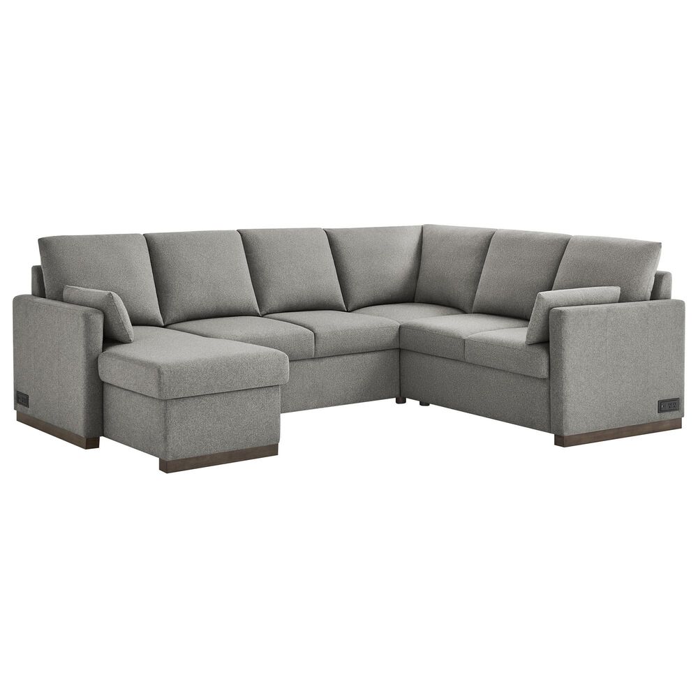 Lifestyle Solutions Edgewood Stationary Convertible Sleeper Sectional in Light Gray, , large