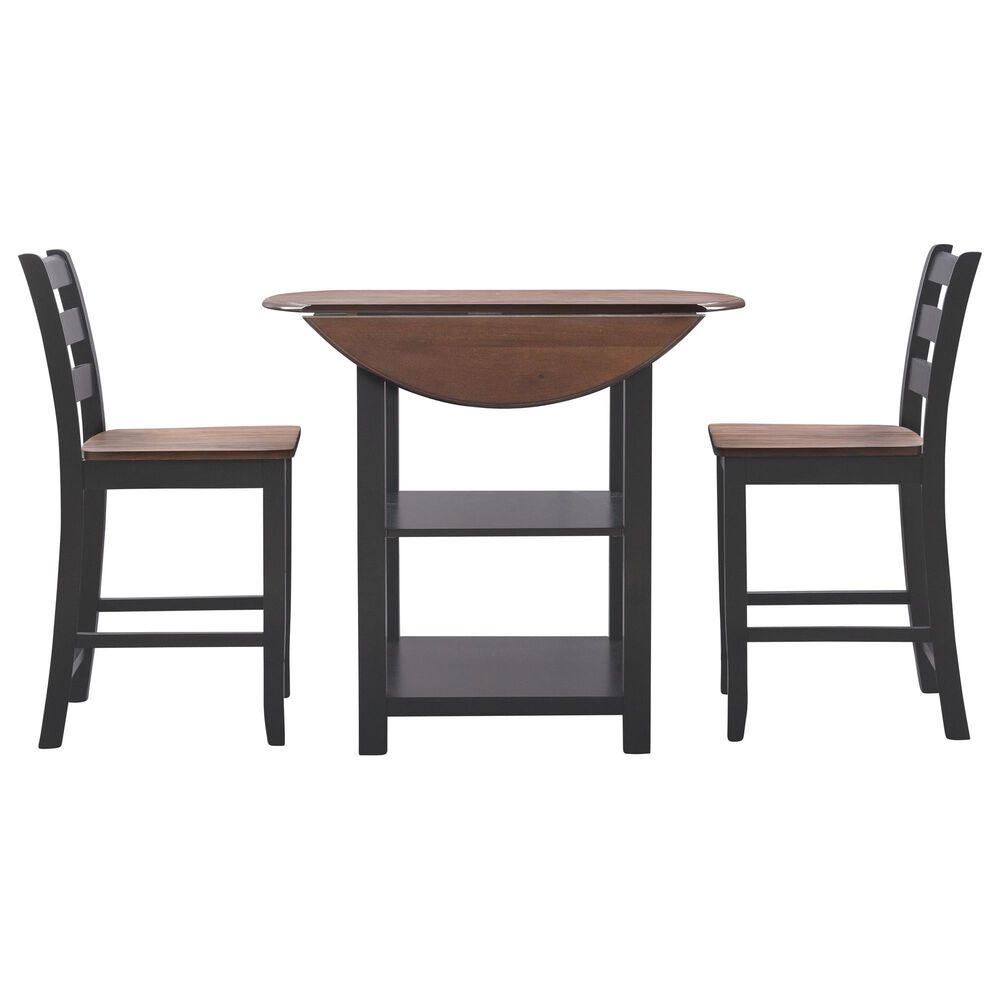 Linon Home Decor Colm 3-Piece Counter Set in Warm Brown and Black, , large