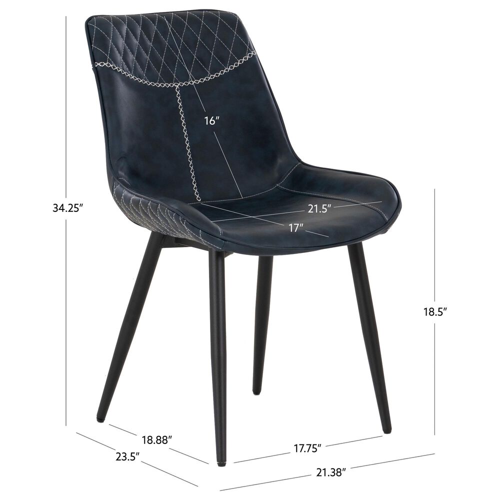 Linon Home Decor Edler Side Chair with Blue Upholstery in Black (Set of 2), , large