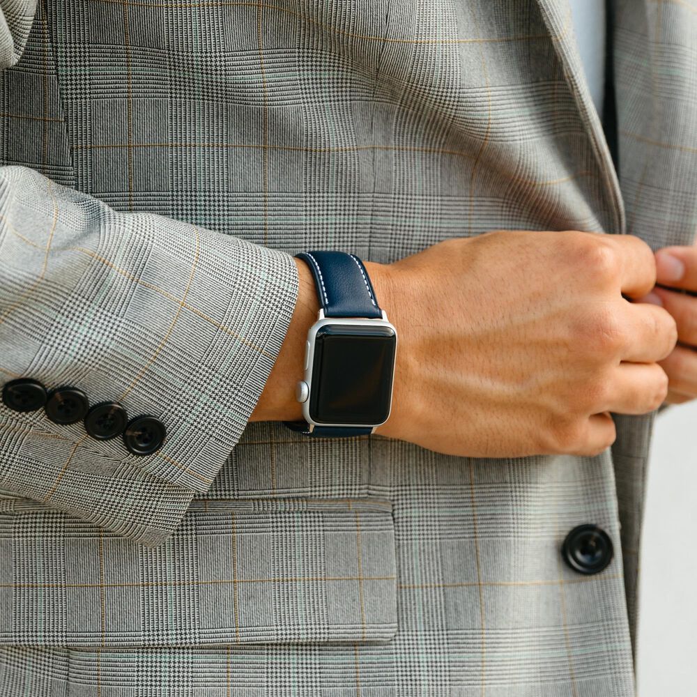 Bluebonnet Cases Band Leather for Apple Watch in Midnight Blue, , large