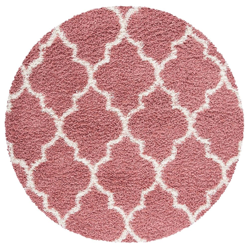 Safavieh Venus Shag VNS524U 6"7" Round Pink and Ivory Area Rug, , large