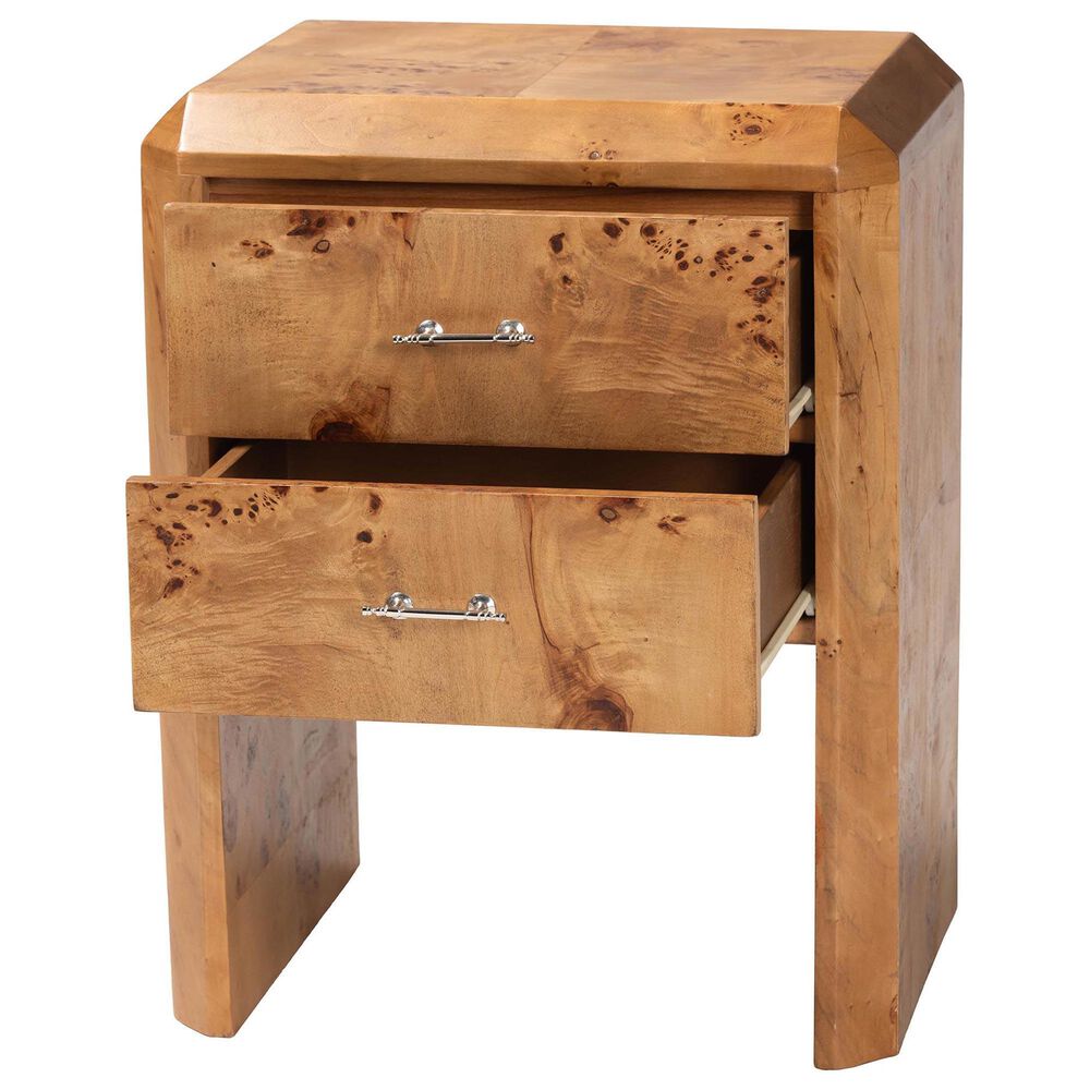 Baxton Studio Nebu 2-Drawer Nightstand in Natural Mappa Burl, , large