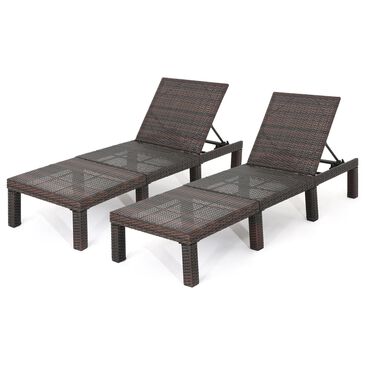 Noble House Jamaica Patio Chaise Lounge in Multi-Brown (Set of 2), , large