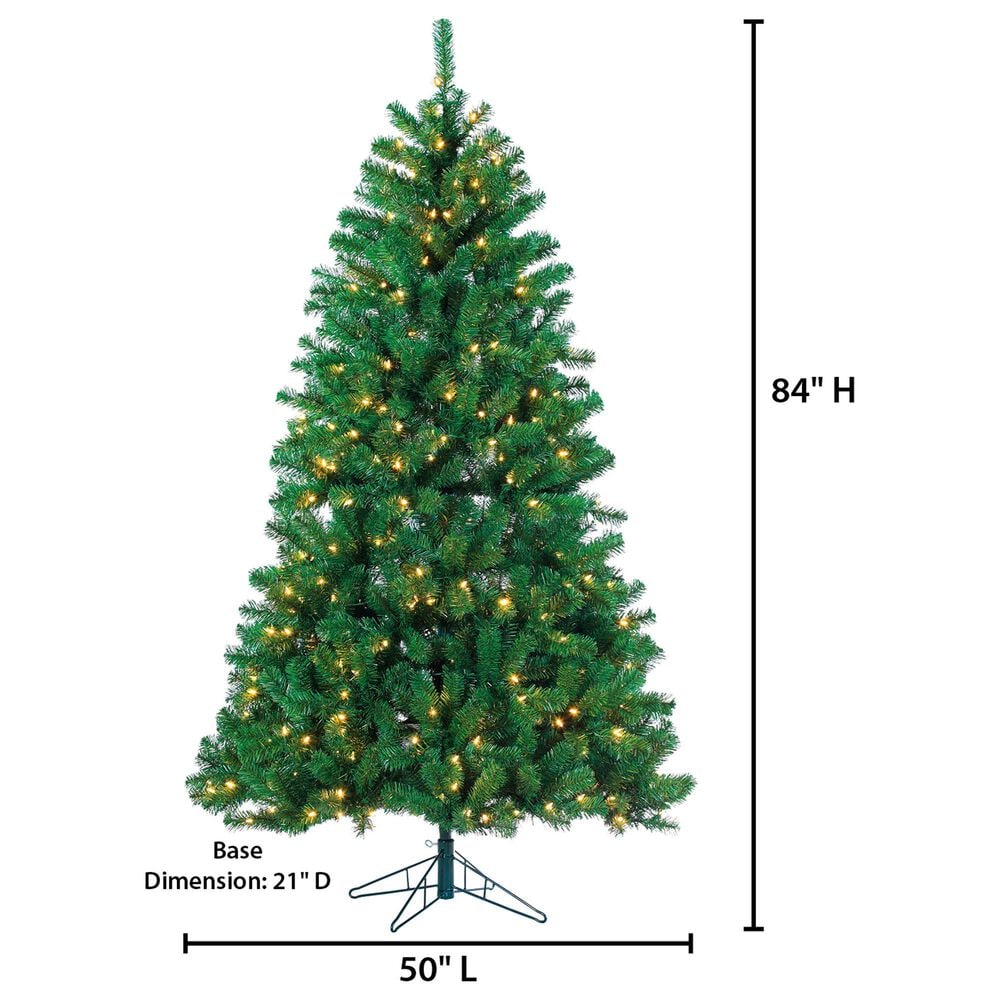 The Gerson Company 7&#39; Montana Pine Artificial Christmas Tree with Warm White LED Lights in Green, , large