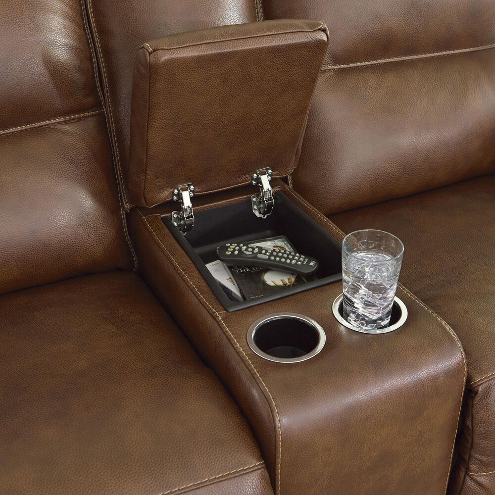 Ashley Francesca Power Reclining Loveseat with Console in Auburn, , large