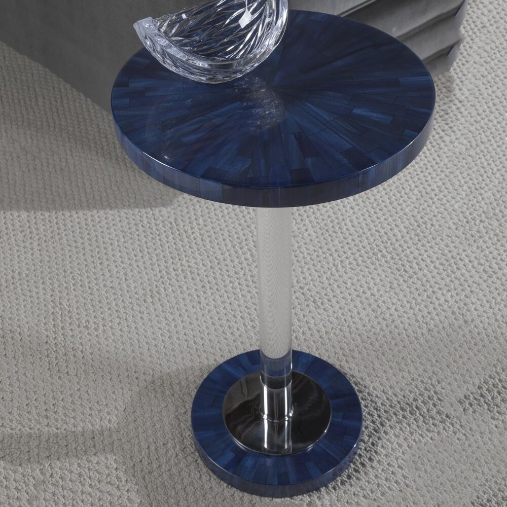 Artistica Metal Invicta Round Spot Table in Navy Blue and Polished Nickel, , large