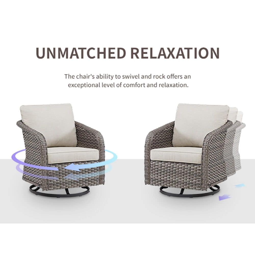 Sunwell Garden Patio Swivel Glider Chair in Beige (Set of 2), , large