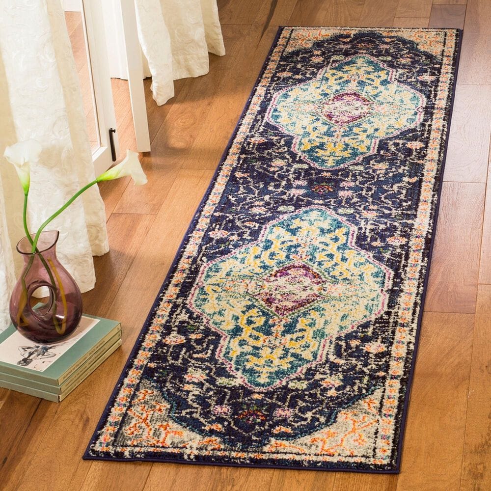 Safavieh Monaco MNC249Z-28 2&#39;2&quot; x 8&#39; Black/Blue Runner, , large