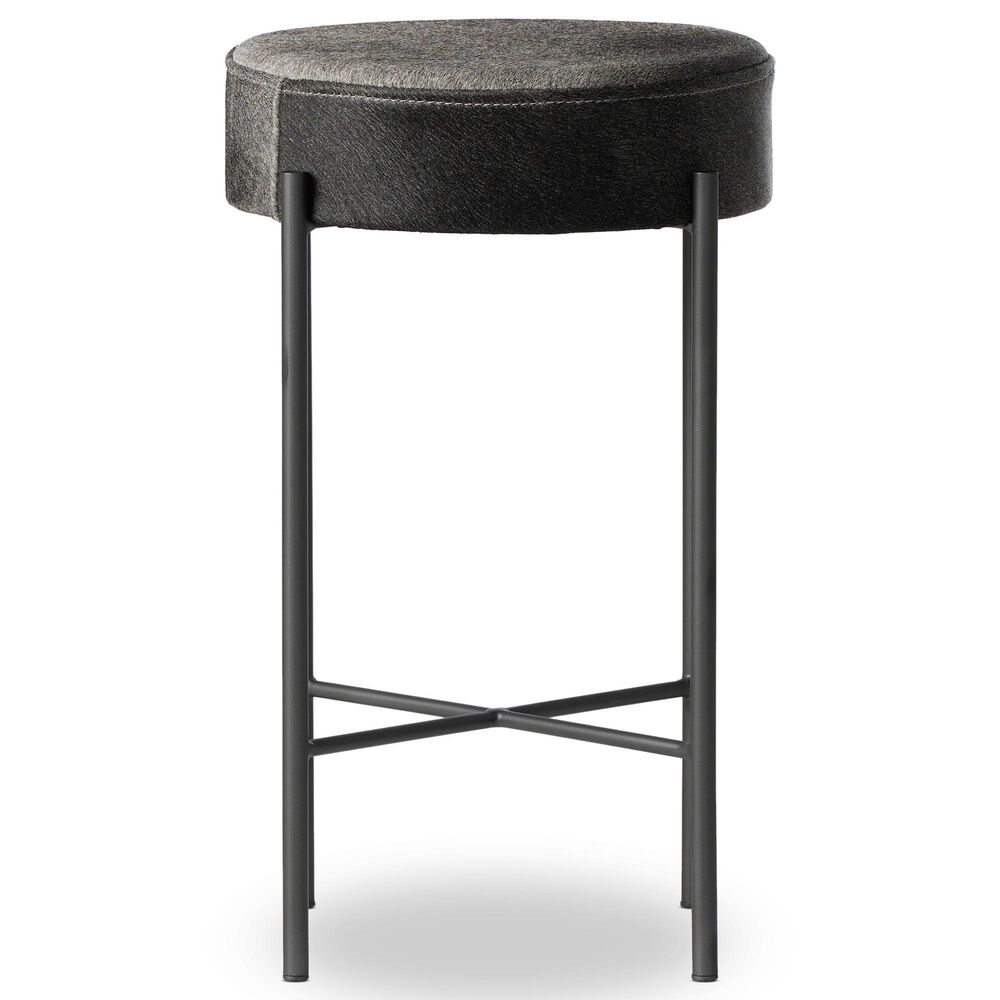 Four Hands Nocona Counter Stool in Gunmetal and Natural Hide in Black, , large