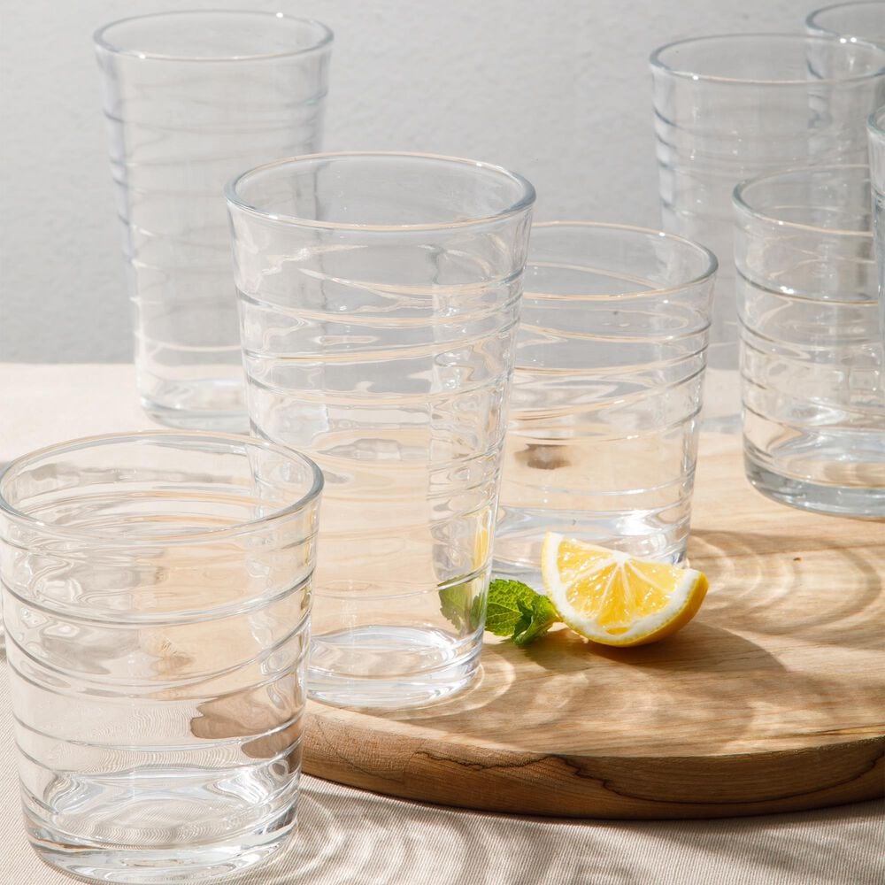 Gibson Home Great Fountains 16-Piece Glassware Set with Swirl Pattern in Clear, , large