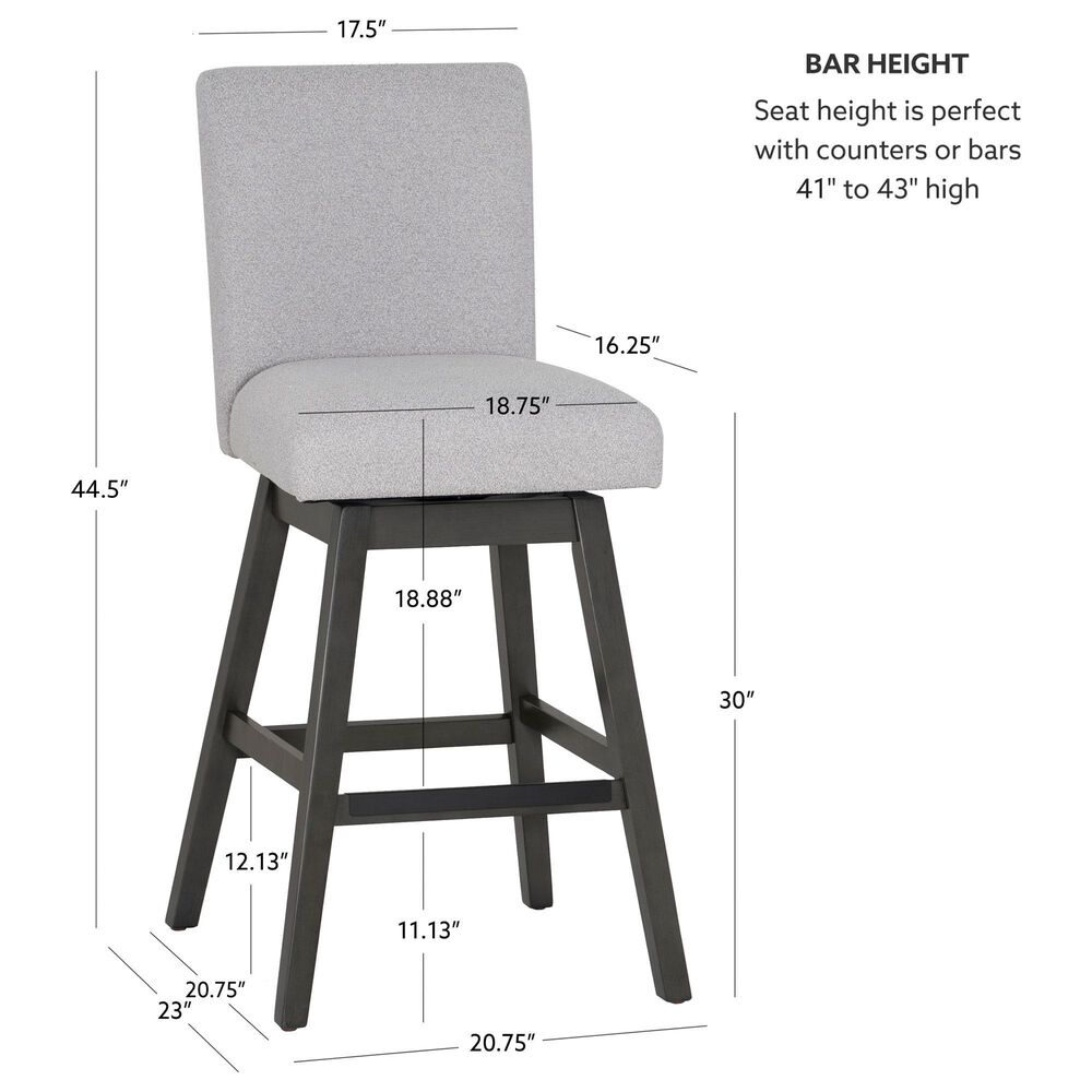 Linon Home Decor Cyrus Swivel Bar Stool in Grey (Set of 2), , large
