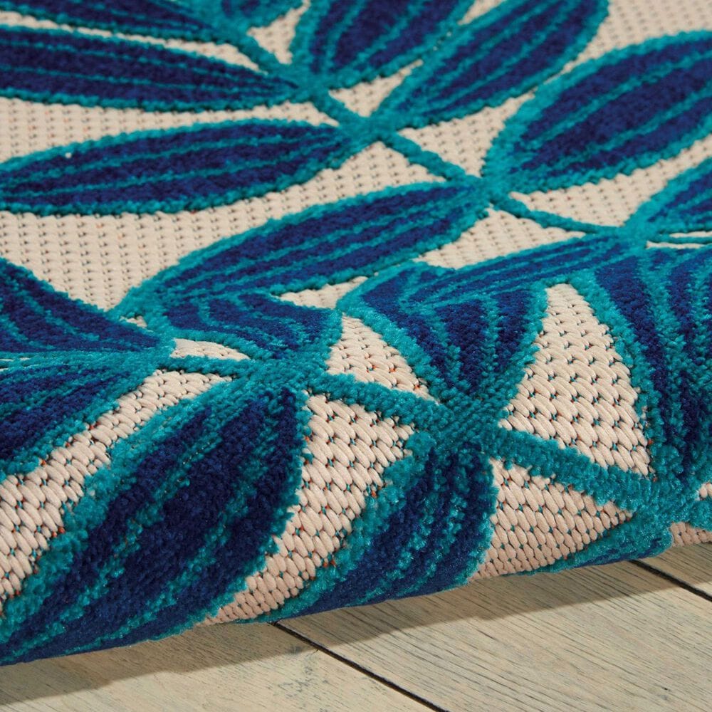 Nourison Aloha Floral 5&#39;3&quot; x 7&#39;5&quot; Navy Indoor/Outdoor Area Rug, , large