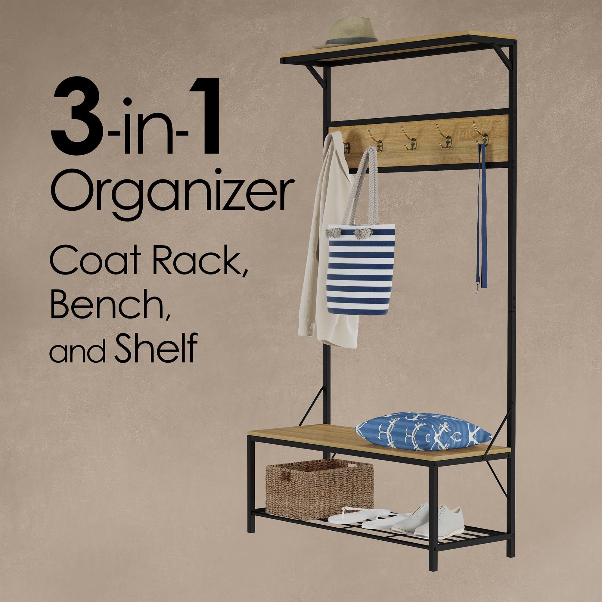 Vertical entryway organizer top