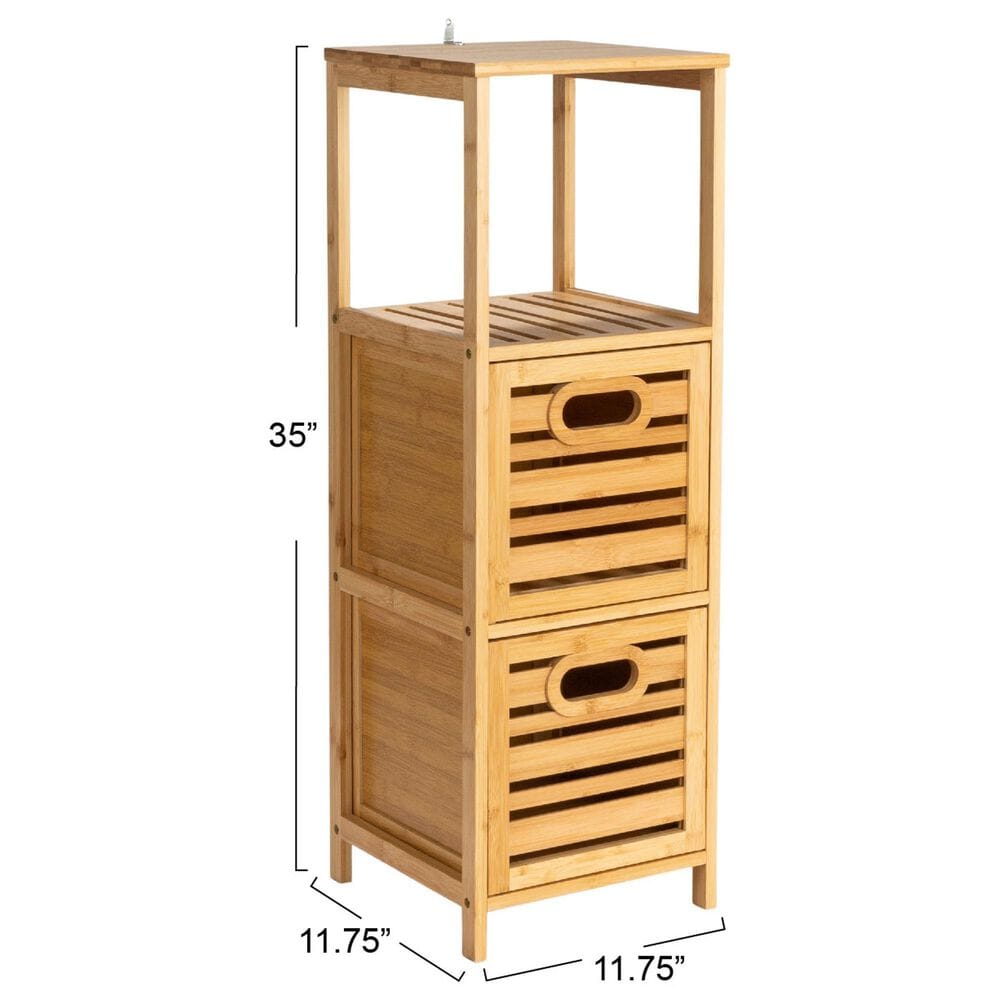Household Essentials 3-Tier Slatted Shelf with Crates in Natural, , large