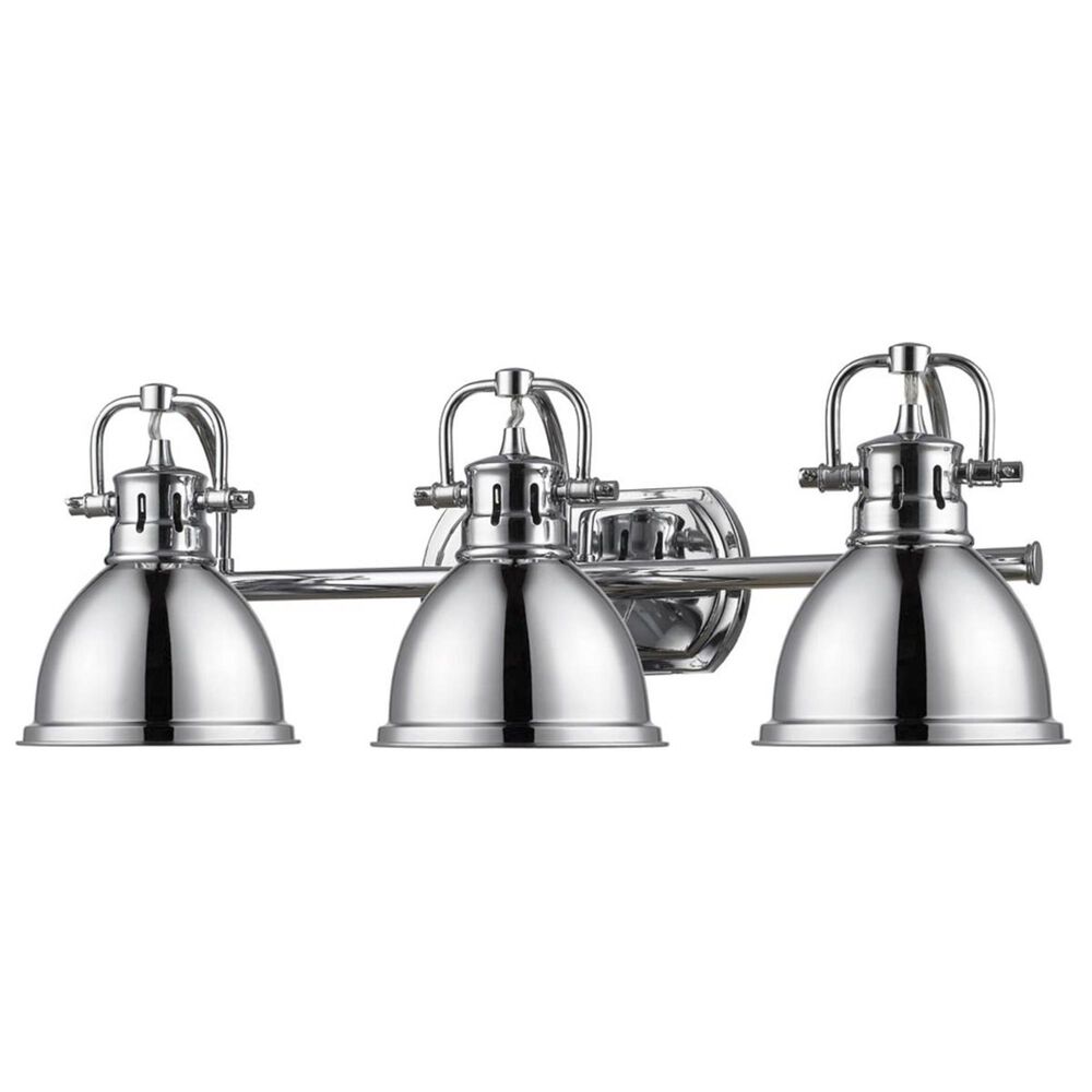 Golden Lighting Duncan 3-Light Bath Vanity in Chrome with Chrome Shades, , large