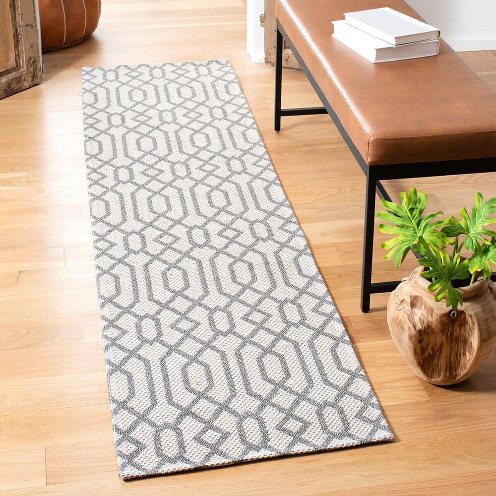 Safavieh Martha Stewart Cotton 2&#39; x 8&#39; Silver and Grey Runner, , large
