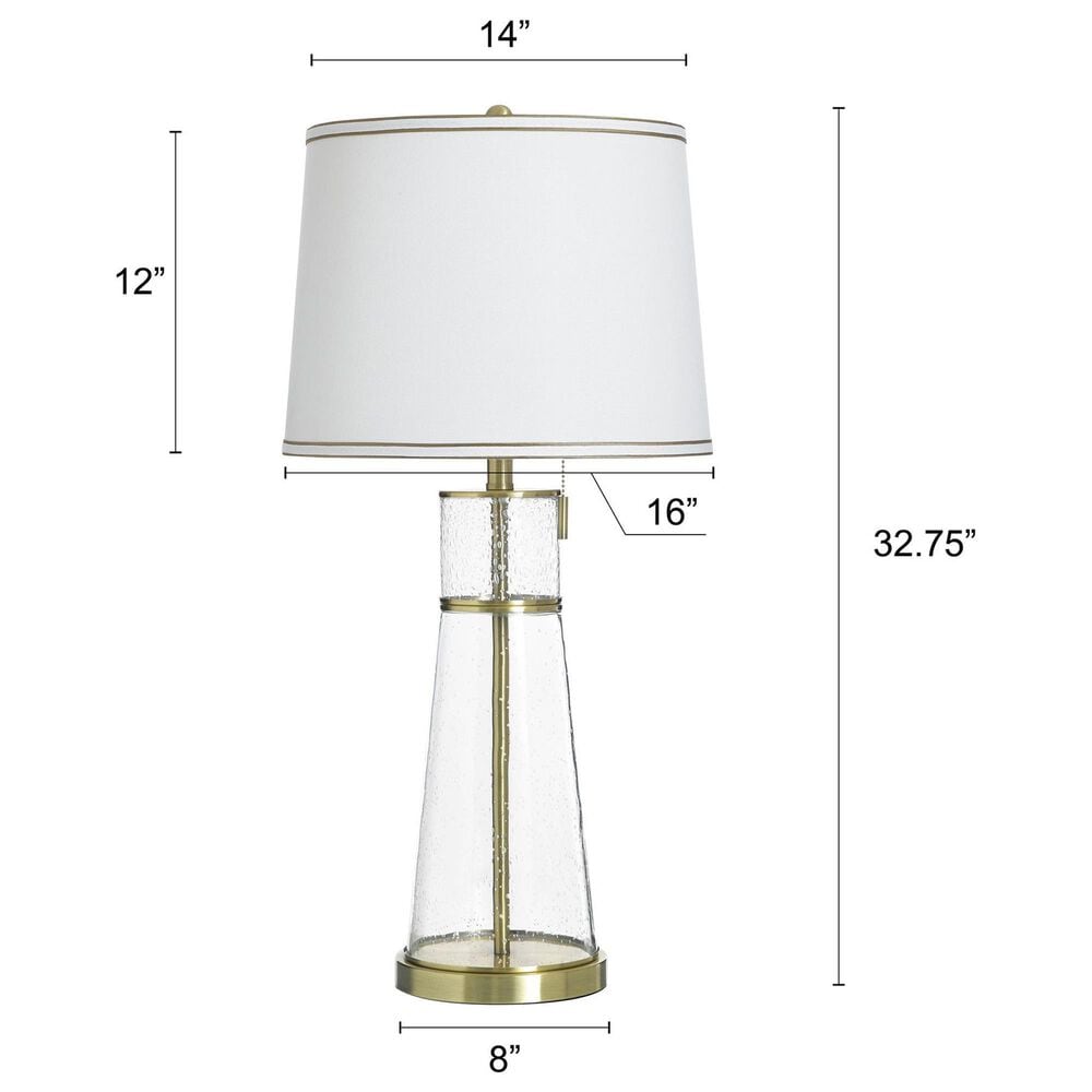 Flair Industries Table Lamp in Clear Seeded and Antique Brass, , large