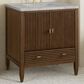 James Martin Myrrin 30" Single Bathroom Vanity in Mid-Century Walnut with 3 cm Victorian Silver Silestone Top and Rectangular Sink, , large