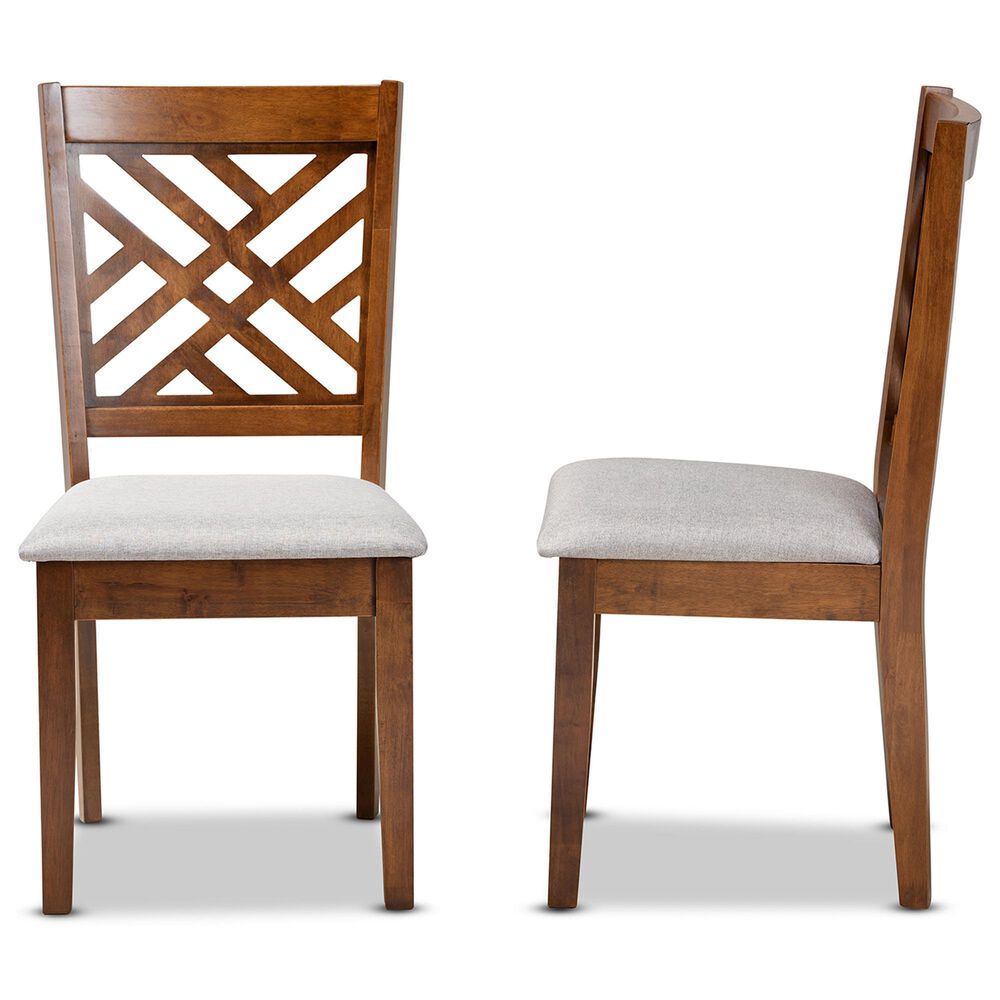 Baxton Studio Caron Side Chair with Grey Cushion in Walnut Brown (Set of 2), , large