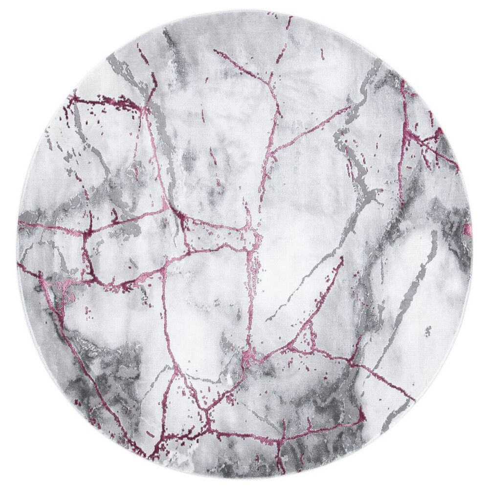 Safavieh Craft CFT877S 8" Round Grey and Wine Area Rug, , large