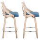 LumiSource Charlotte Swivel Counter Stool with Blue Fabric Upholstery in Whitewashed and Chrome (Set of 2), , large