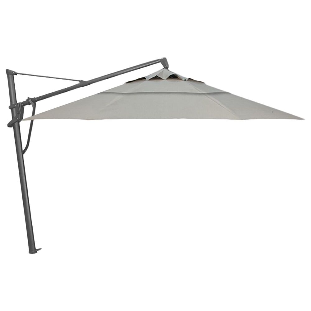 Garden Party 11" Silver Linen Cantilever Umbrella in Anthracite Frame with Stand, , large