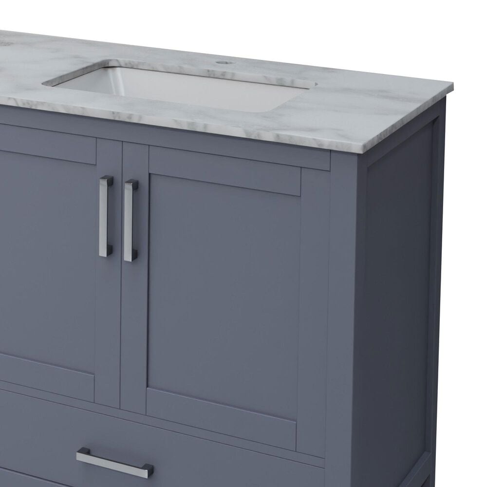 Lexora Home Jacques 80" Double Bathroom Vanity in Dark Grey with 2 cm White Carrara Marble Top and Rectangular Sinks, , large