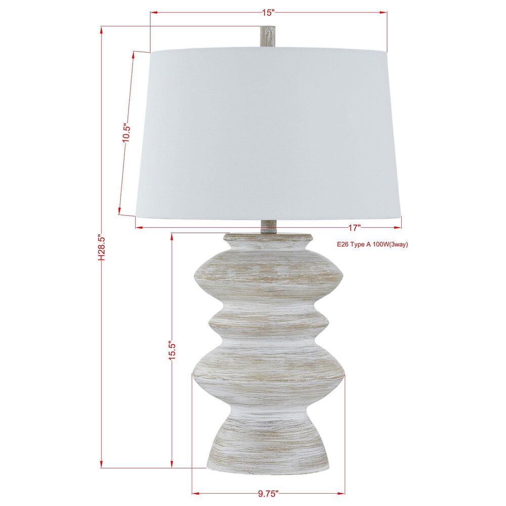 Southern Lighting Arden Table Lamp in White Washed, , large