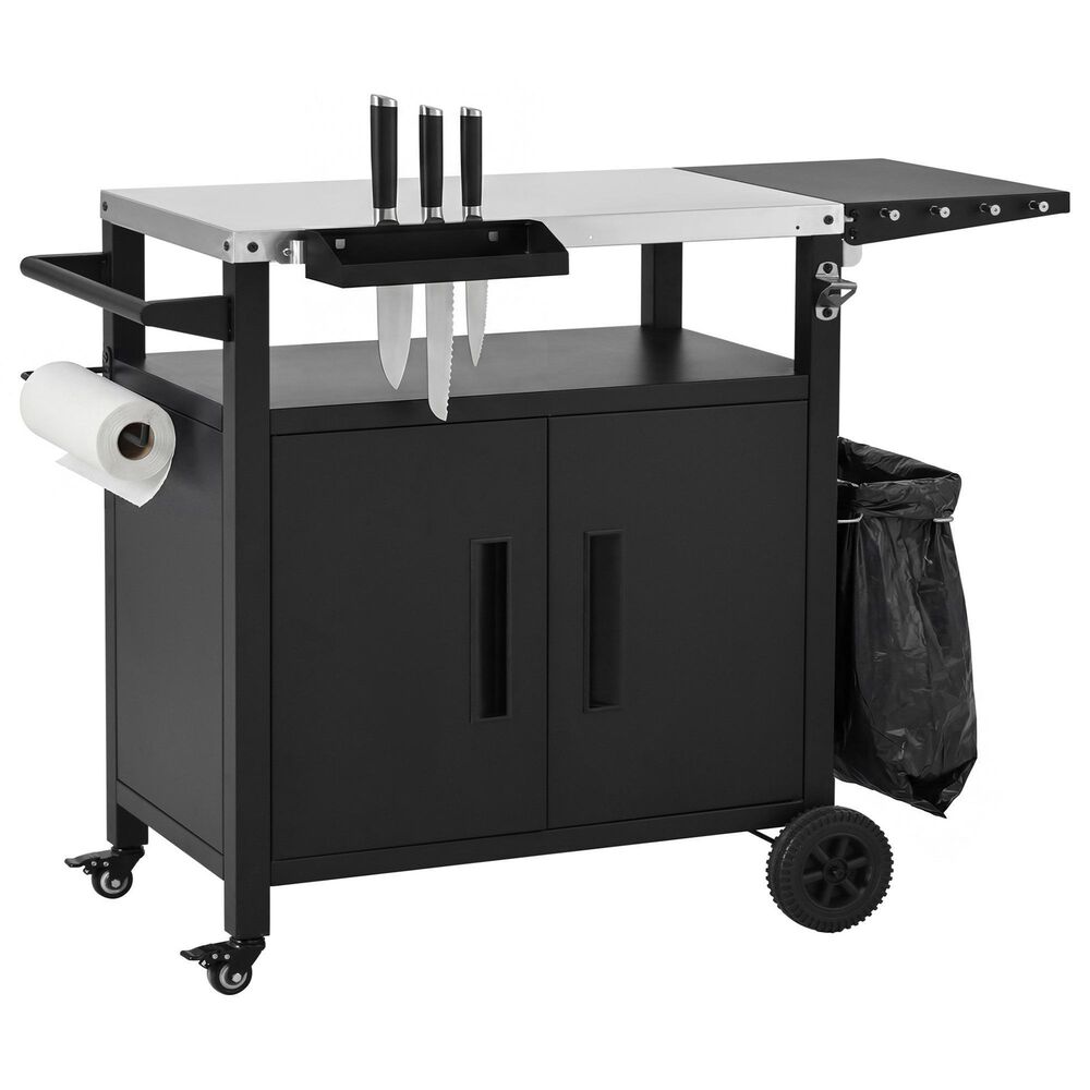 HOMLUX 45" Outdoor Kitchen Island in Black and Stainless Steel, , large