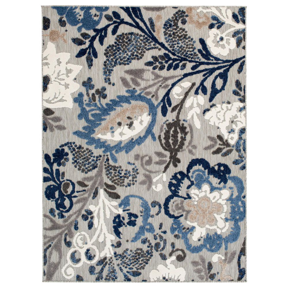 Central Oriental Fontana Pakuna 5"3" x 7" Gray and Blue Area Rug, , large