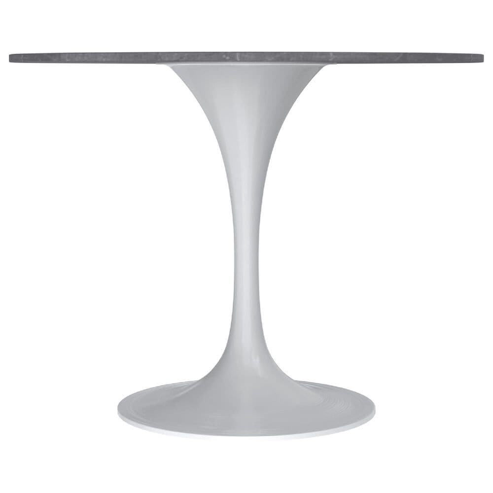 Leisuremod LeisureMod Verve Collection 36 Round Dining Table, White Base with Sintered Stone Grey Top, , large