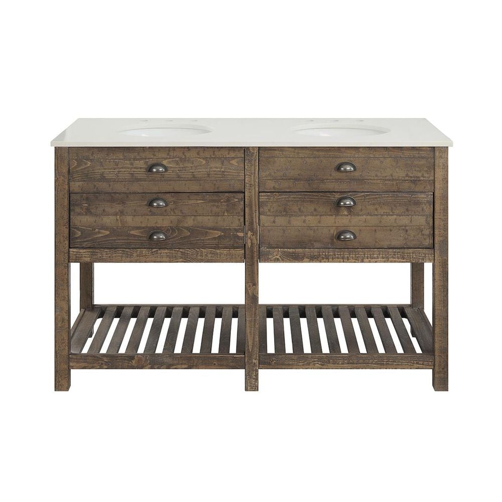 Coast To Coast Imports 57" Vanity With Top, Double Sink, 2 Drawers in Brown, , large