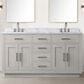 Lexora Home Abbey 60" Double Bathroom Vanity in White Oak with 2 cm White Carrara Marble Top and Rectangular Sinks, , large