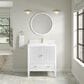 James Martin Myrrin 30" Single Bathroom Vanity in Bright White with Single Hole 3 cm White Zeus Silestone Top and Rectangular Sink, , large