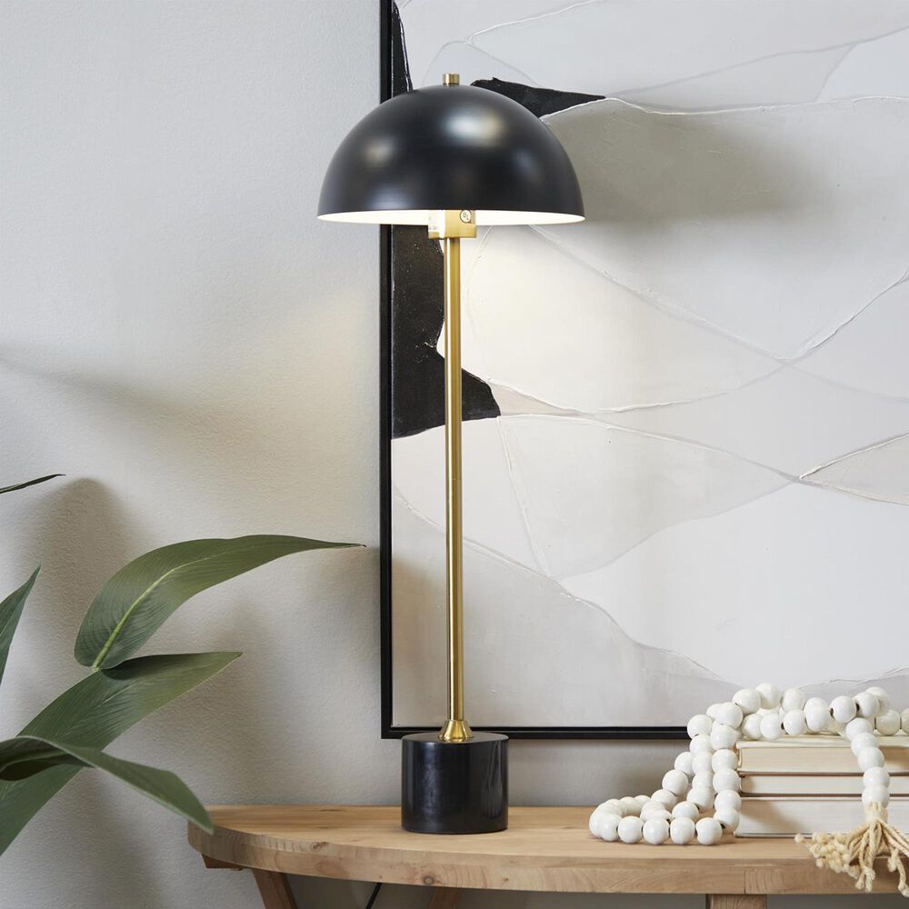Maple and Jade Umbrella Style Table Lamp in Black and Gold, , large