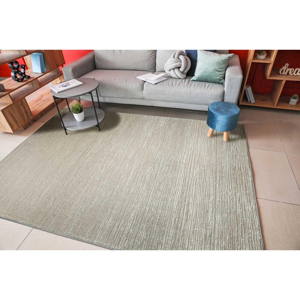 Radici USA Davide Striped 3&#39;3&quot; x 4&#39;11&quot; Beige Area Rug, , large