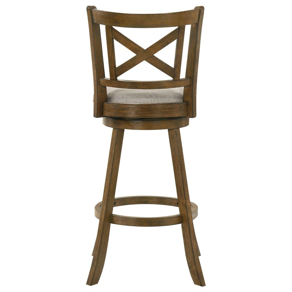 Armen Living Kodi Swivel Bar Height Stool with Static Gray in Sepia Brown, , large