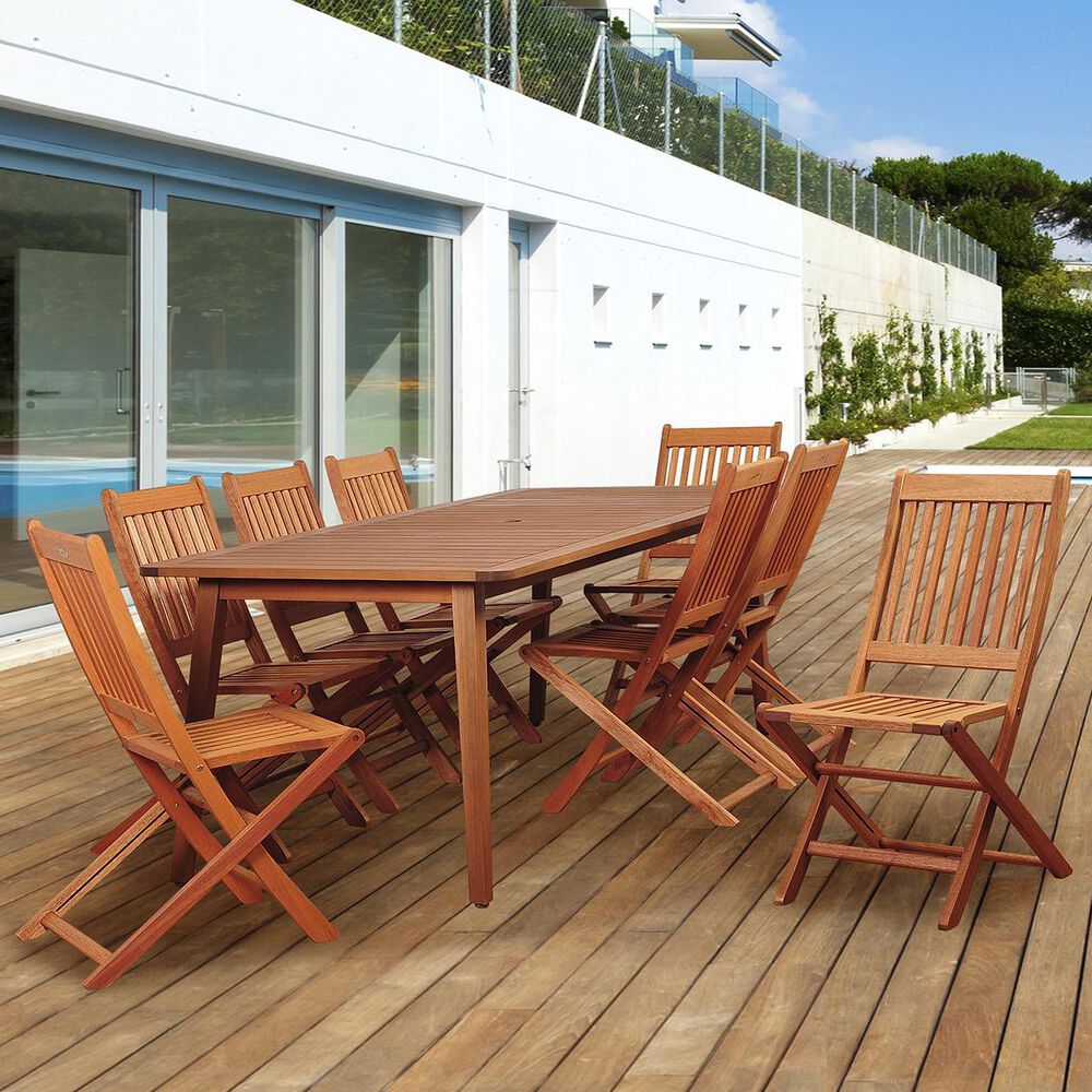 International Home Miami Amazonia Callahan 9-Piece Eucalyptus Rectangular Dining Set, , large