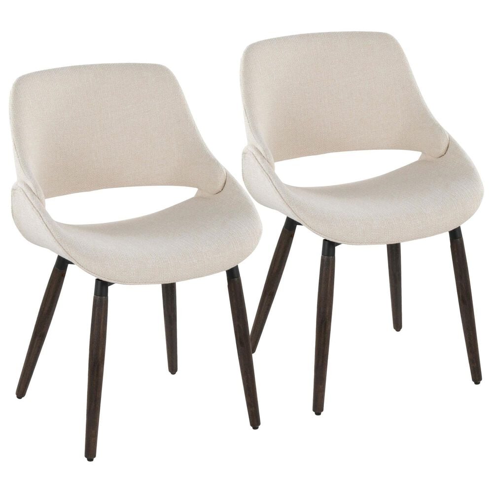 LumiSource Fabrico Side Chair with Cream Fabric Cushion in Dark Walnut (Set of 2), , large