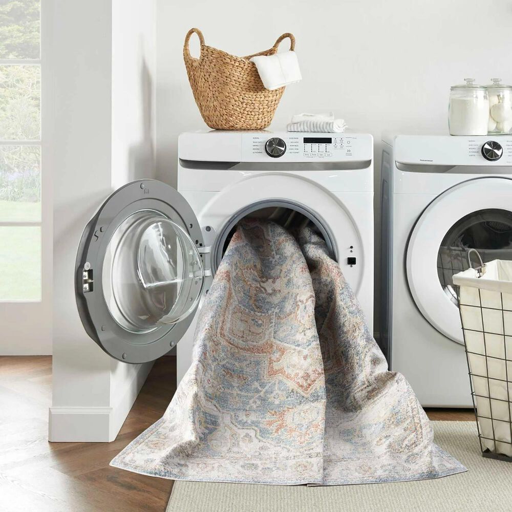 Nourison Astra Machine Washable ASW12 7&#39;10&quot; x 10&#39; Denim and Multicolor Area Rug, , large