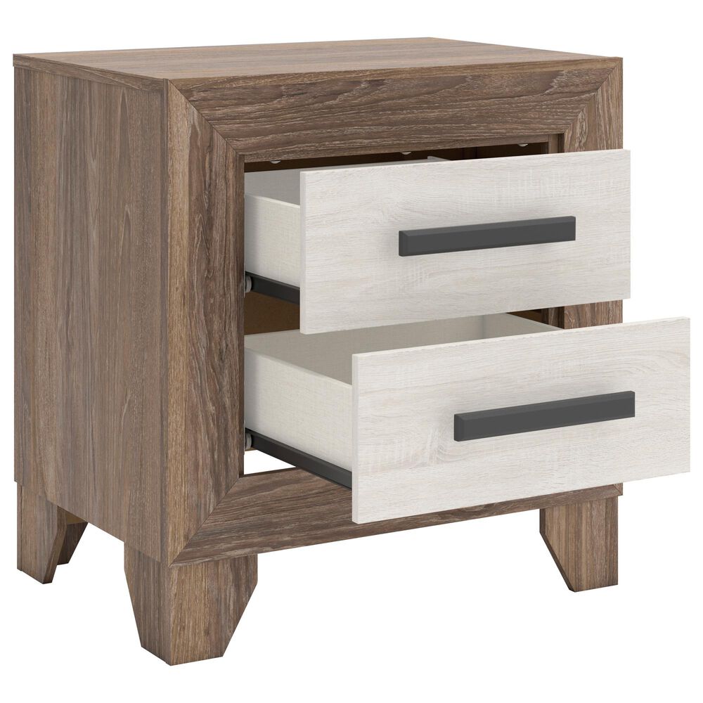 Ashley Sharnari 4-Piece King Bedroom Set in Warm Gray, Brown and Antique White Laminate, , large